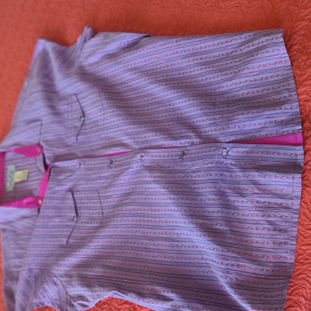 Purple Stripe Button-Up Women's Top